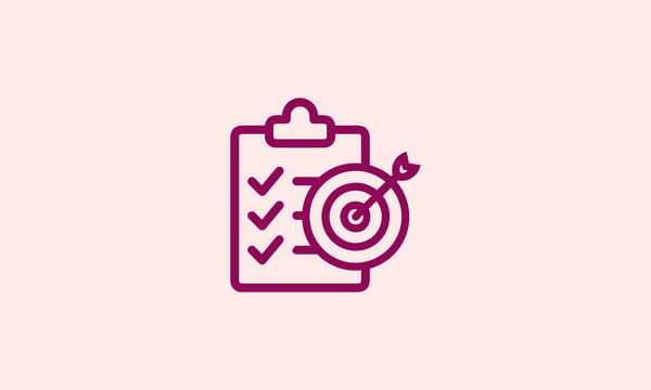 An icon of a checklist with an arrow and a target on it